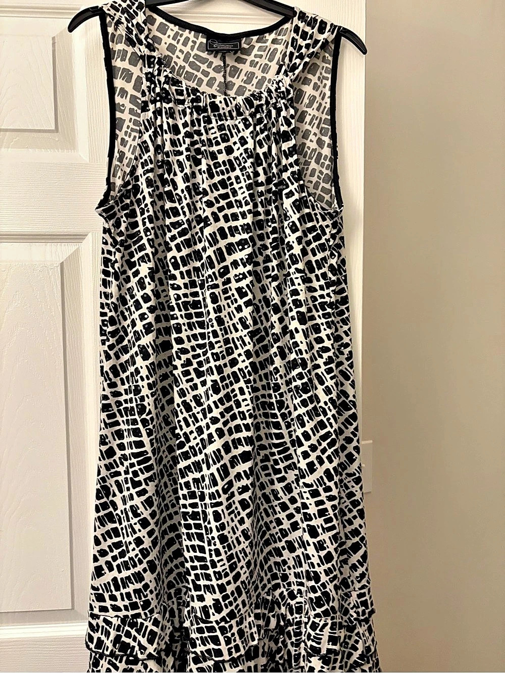 dressbarn Geometric Print Dress Black & White Size 1X Like New